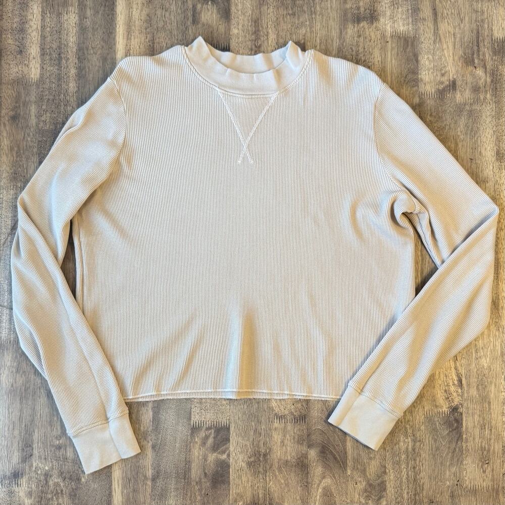 MATE Spencer Thermal Shirt Waffle Knit Crewneck Long Sleeve Bone Women’s Large - Picture 9 of 9